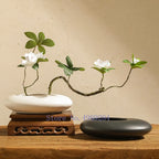 Chinese Style Black & White Ceramic Vase for Home Decor
