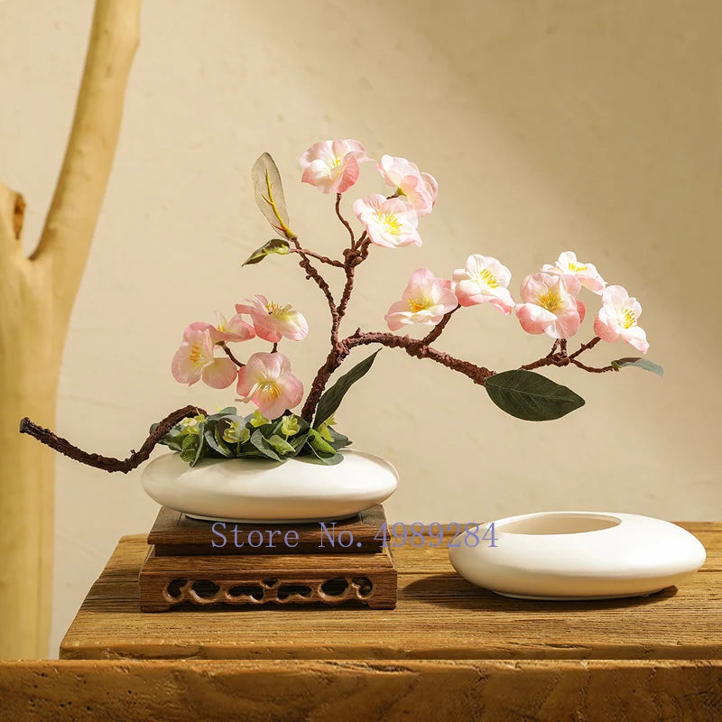 Chinese Style Black & White Ceramic Vase for Home Decor