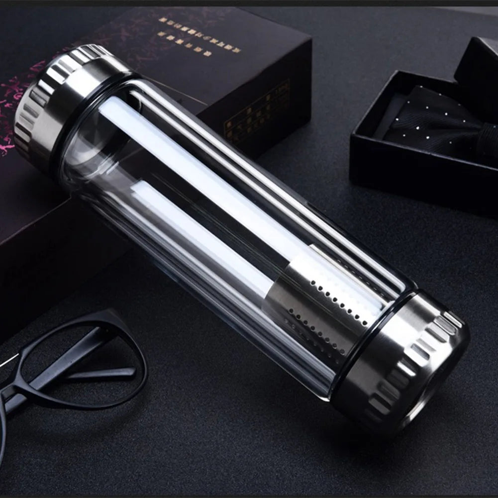 300/400ML Glass Insulated Water Bottle with Tea Infuser Filter