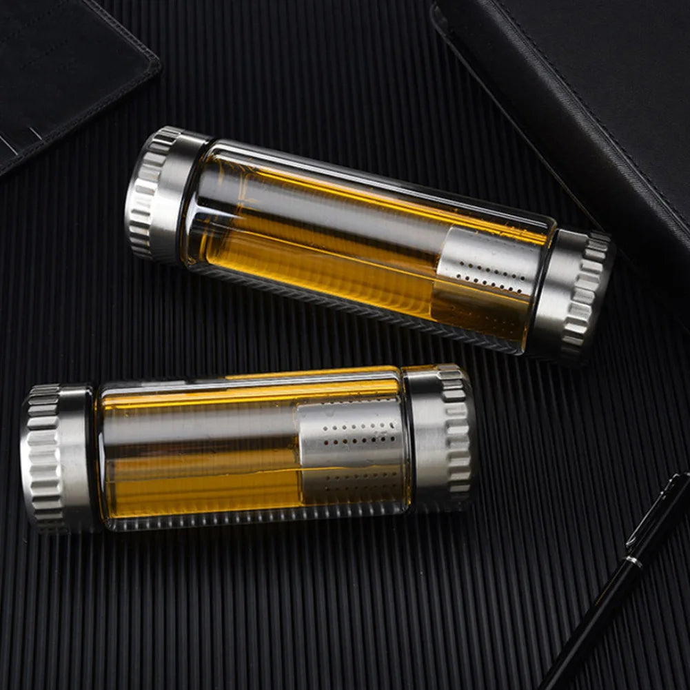 300/400ML Glass Insulated Water Bottle with Tea Infuser Filter