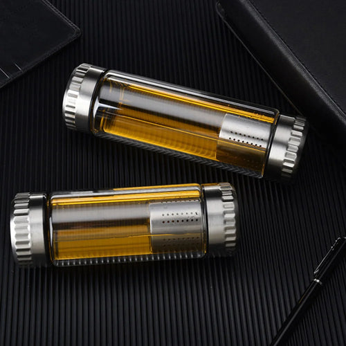 300/400ML Glass Insulated Water Bottle with Tea Infuser Filter