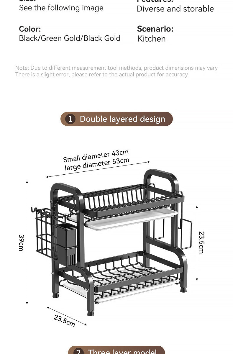 2025 Stainless Steel 2/3-Tier Kitchen Dish Drainer Rack