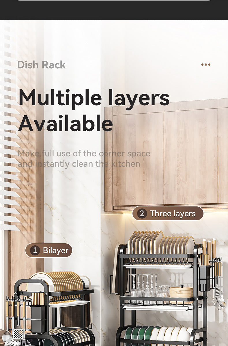 2025 Stainless Steel 2/3-Tier Kitchen Dish Drainer Rack