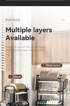 2025 Stainless Steel 2/3-Tier Kitchen Dish Drainer Rack