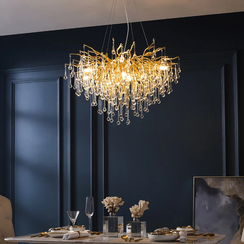 Nordic Luxury Gold K9 Crystal LED Chandelier Fixture