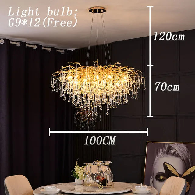 Nordic Luxury Gold K9 Crystal LED Chandelier Fixture