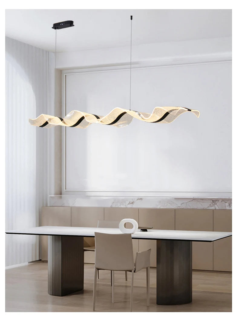 Nordic LED Wave Chandelier for Dining Room and Restaurant
