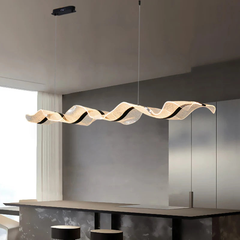 Nordic LED Wave Chandelier for Dining Room and Restaurant