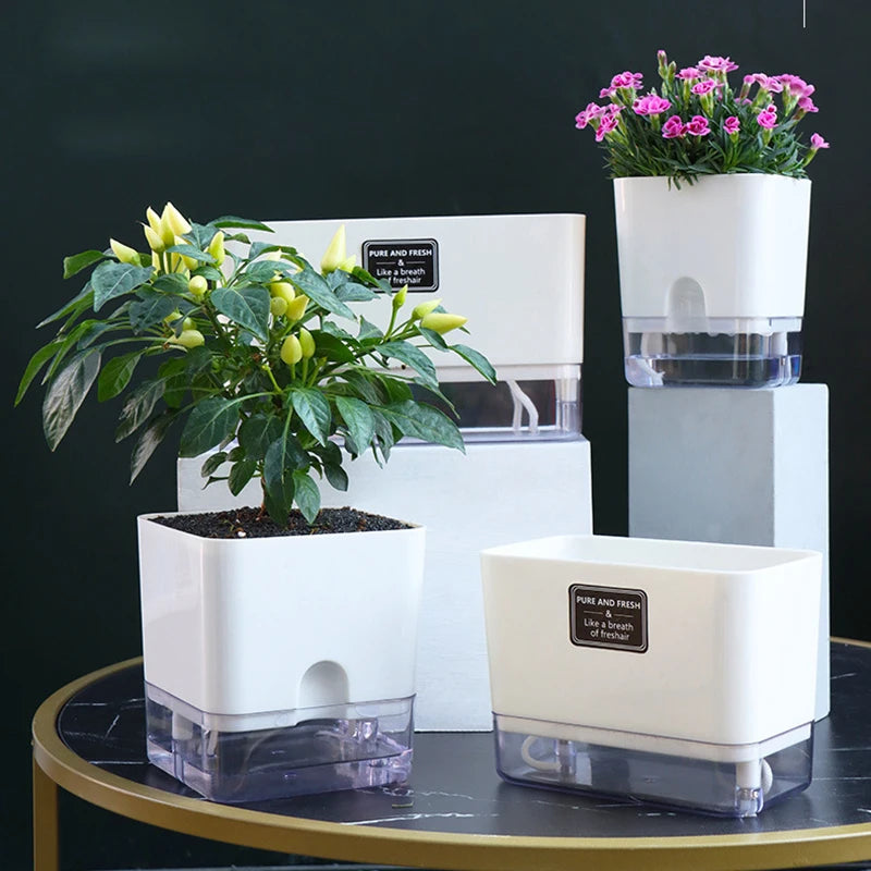 Self-Watering Magnetic Plant Pot with Cotton Rope for Garden