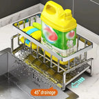 Stainless Steel Kitchen Sink Sponge Holder & Drain Rack Organizer