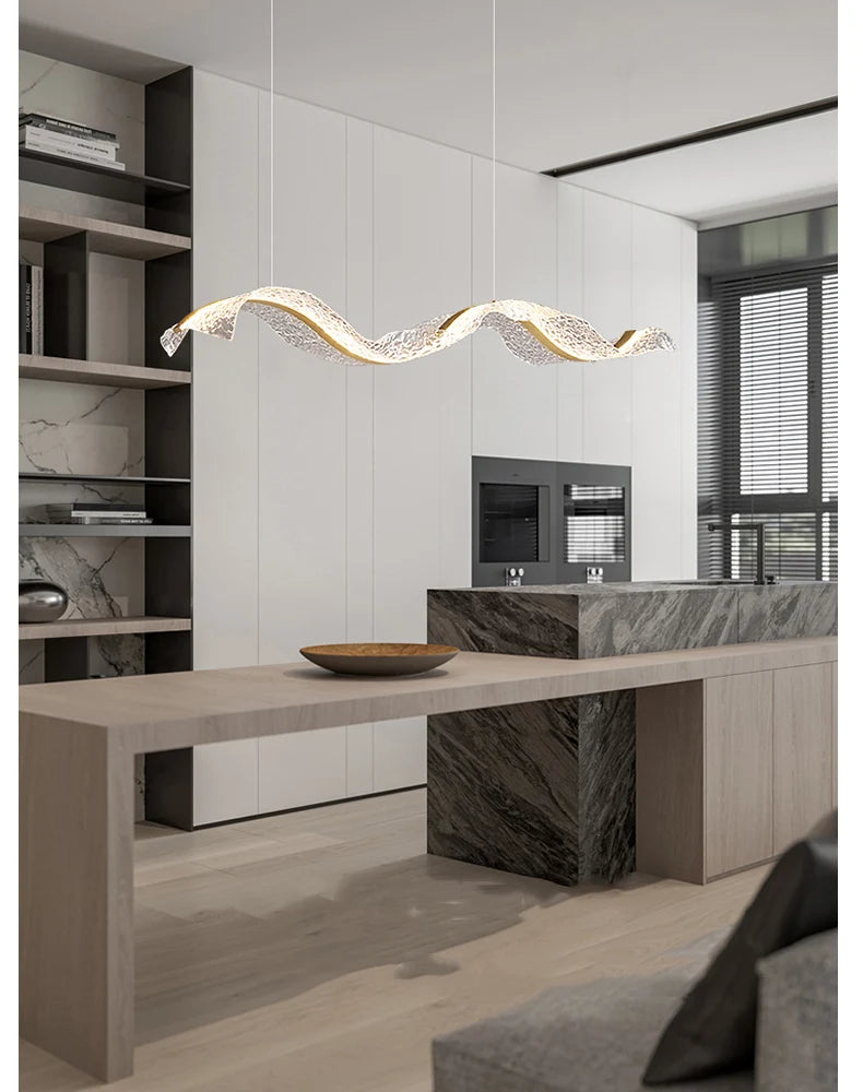 Nordic LED Wave Chandelier for Dining Room and Restaurant