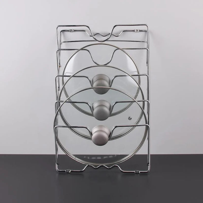 Kitchen Pot Cover Holder Rack – Rustproof Wall Hanging Organizer