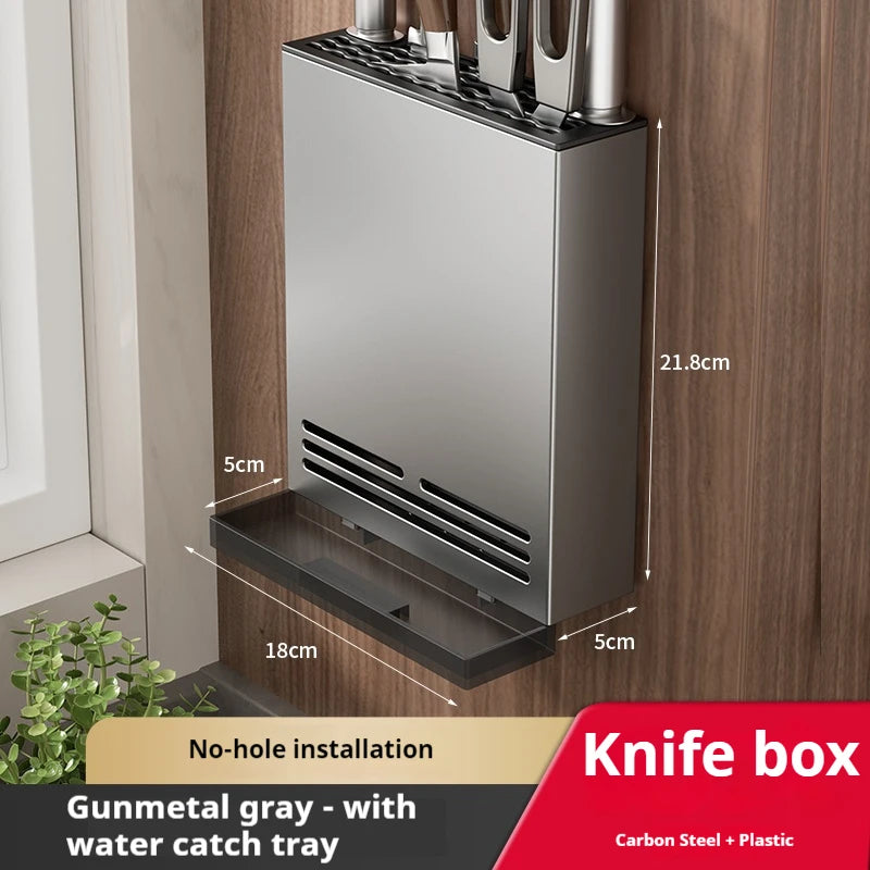 Wall Mounted Stainless Steel Chopsticks Holder with Drain Rack