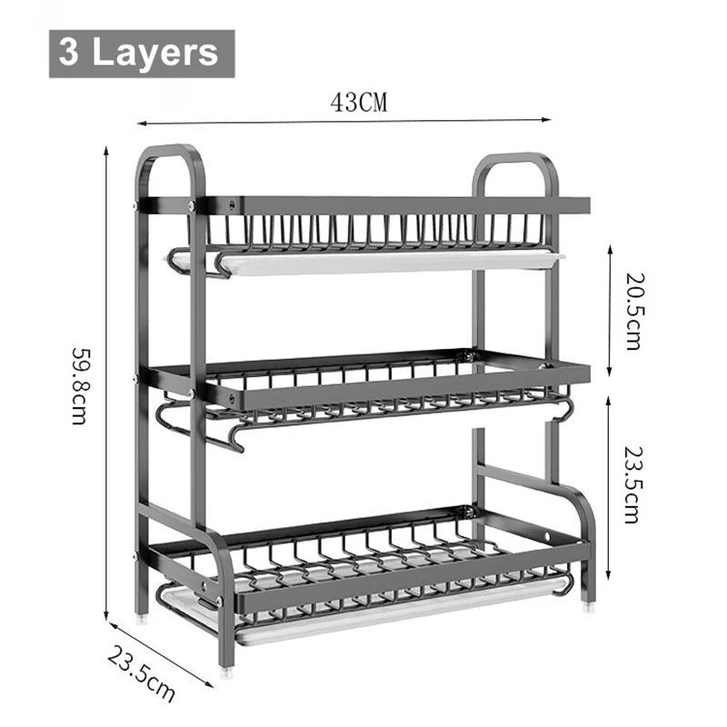 2025 Stainless Steel 2/3-Tier Kitchen Dish Drainer Rack