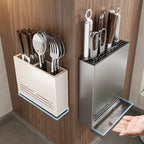 Wall Mounted Stainless Steel Chopsticks Holder with Drain Rack