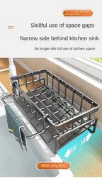 Stainless Steel Kitchen Sink Sponge Holder & Drain Rack Organizer