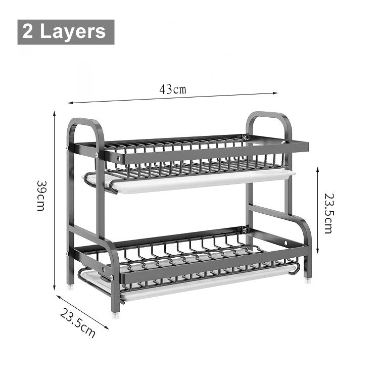2025 Stainless Steel 2/3-Tier Kitchen Dish Drainer Rack
