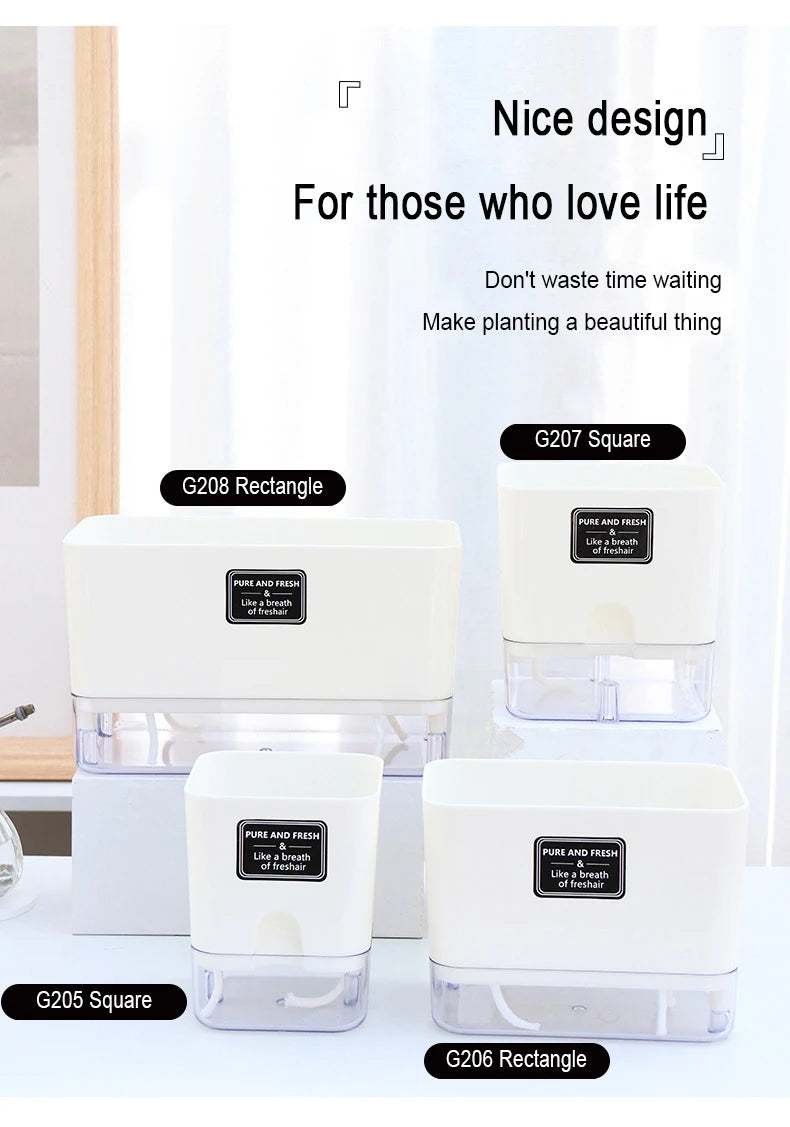 Self-Watering Magnetic Plant Pot with Cotton Rope for Garden