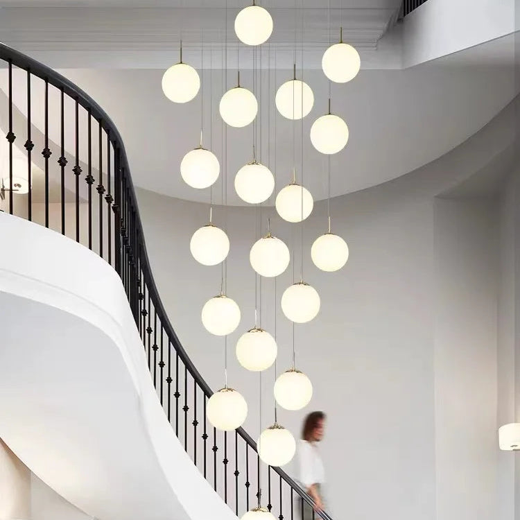 Modern Nordic LED Glass Staircase Chandelier for Living Room