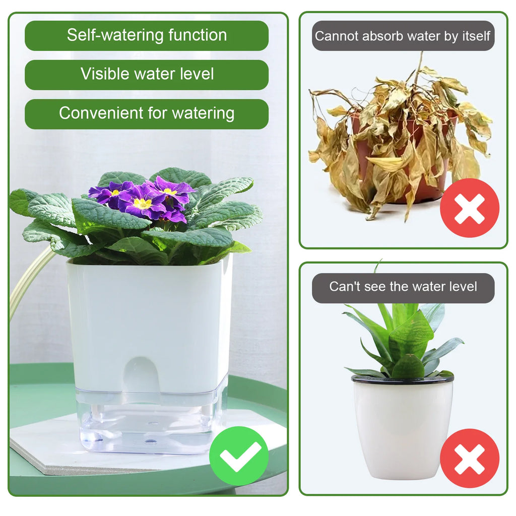 Self-Watering Magnetic Plant Pot with Cotton Rope for Garden
