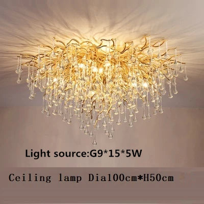 Nordic Luxury Gold K9 Crystal LED Chandelier Fixture