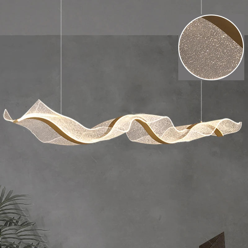 Nordic LED Wave Chandelier for Dining Room and Restaurant