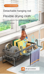 Stainless Steel Kitchen Sink Sponge Holder & Drain Rack Organizer