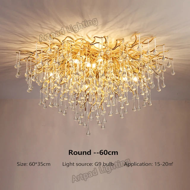 Nordic Luxury Gold K9 Crystal LED Chandelier Fixture