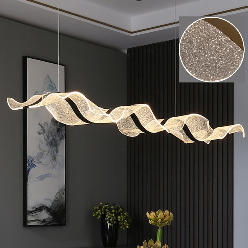 Nordic LED Wave Chandelier for Dining Room and Restaurant