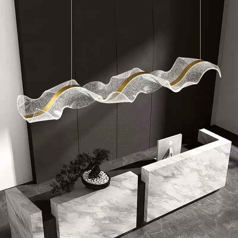 Nordic LED Wave Chandelier for Dining Room and Restaurant