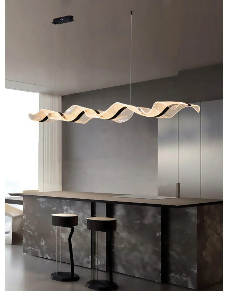 Nordic LED Wave Chandelier for Dining Room and Restaurant