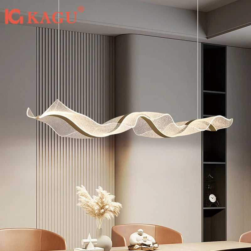 Nordic LED Wave Chandelier for Dining Room and Restaurant
