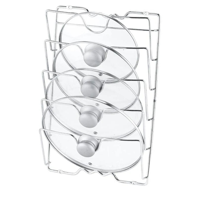 Kitchen Pot Cover Holder Rack – Rustproof Wall Hanging Organizer