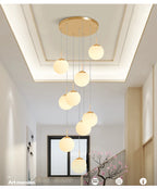 Modern Nordic LED Glass Staircase Chandelier for Living Room