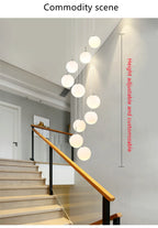 Modern Nordic LED Glass Staircase Chandelier for Living Room
