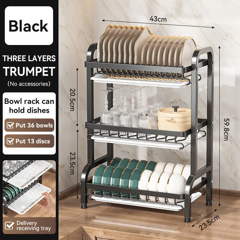 2025 Stainless Steel 2/3-Tier Kitchen Dish Drainer Rack