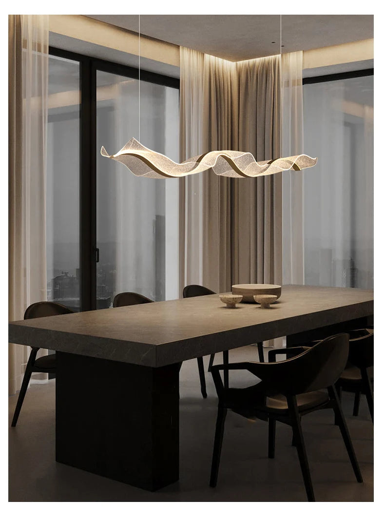 Nordic LED Wave Chandelier for Dining Room and Restaurant