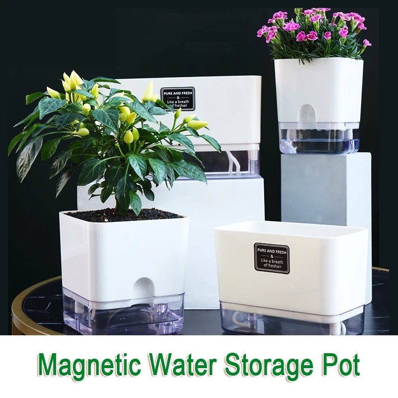 Self-Watering Magnetic Plant Pot with Cotton Rope for Garden