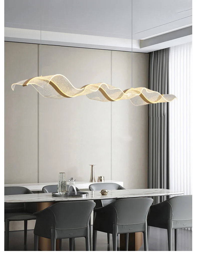 Nordic LED Wave Chandelier for Dining Room and Restaurant