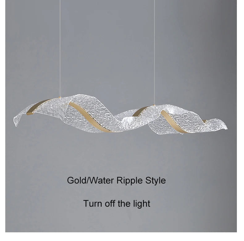 Nordic LED Wave Chandelier for Dining Room and Restaurant