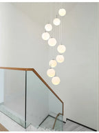Modern Nordic LED Glass Staircase Chandelier for Living Room