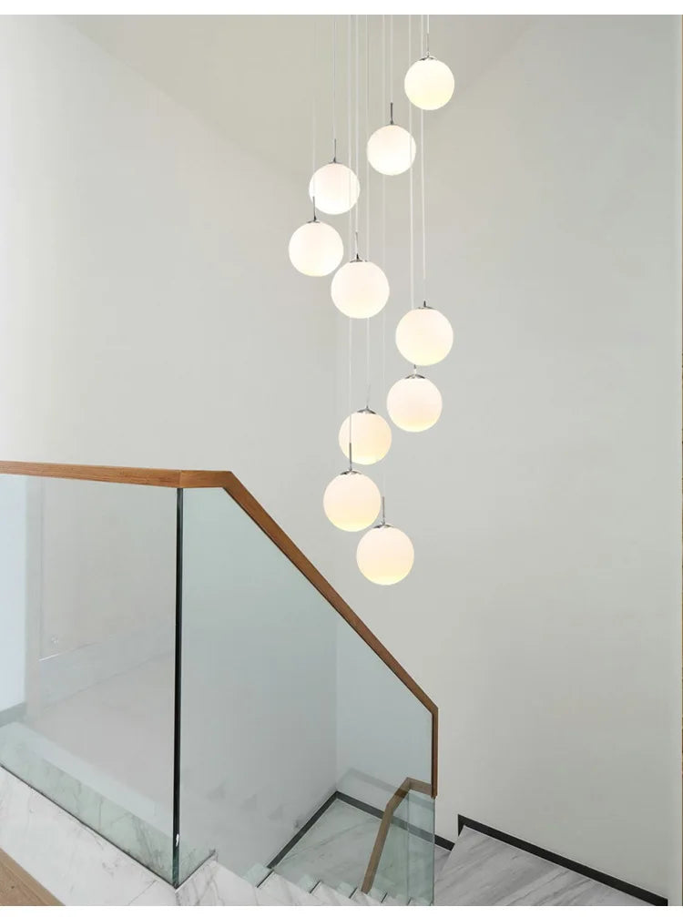 Modern Nordic LED Glass Staircase Chandelier for Living Room