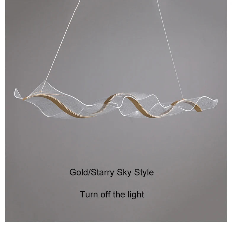 Nordic LED Wave Chandelier for Dining Room and Restaurant