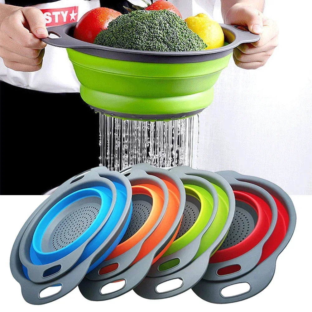 Collapsible Silicone Drain Basket for Fruits and Vegetables