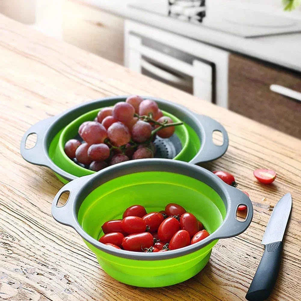 Collapsible Silicone Drain Basket for Fruits and Vegetables