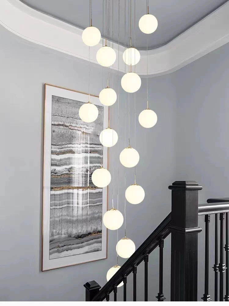 Modern Nordic LED Glass Staircase Chandelier for Living Room