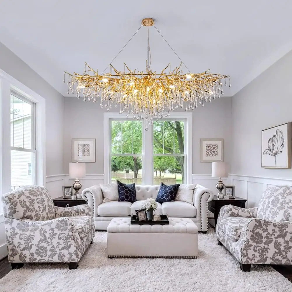 Nordic Luxury Gold K9 Crystal LED Chandelier Fixture