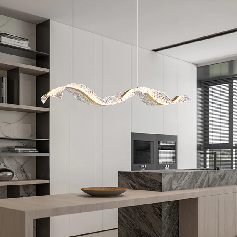 Nordic LED Wave Chandelier for Dining Room and Restaurant