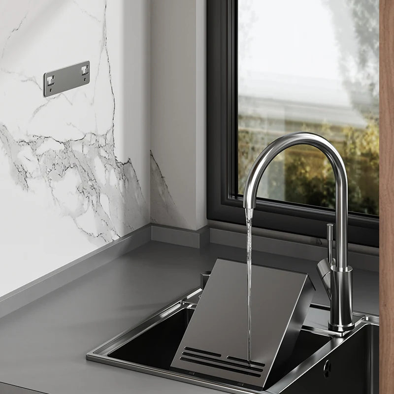Wall Mounted Stainless Steel Chopsticks Holder with Drain Rack