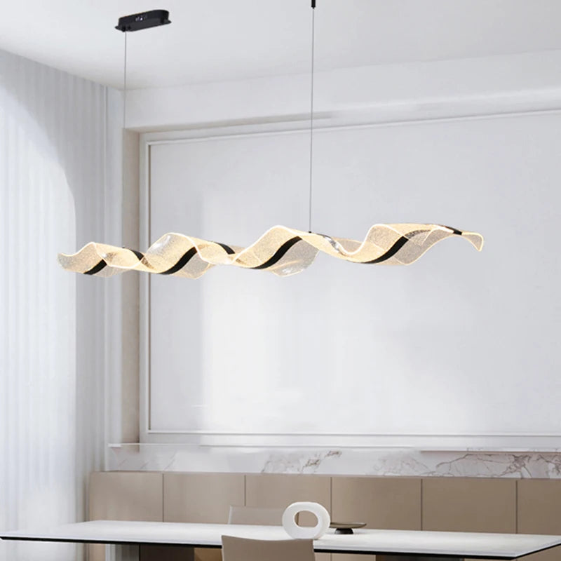 Nordic LED Wave Chandelier for Dining Room and Restaurant